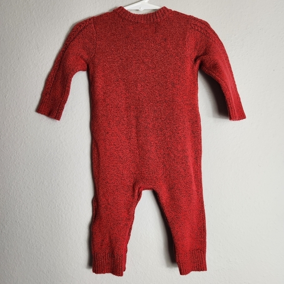 Old Navy Baby Red Cable Knit Buttonfront Romper/Jumper/Unionsuit-Size 6-12 Mos. - Picture 4 of 6